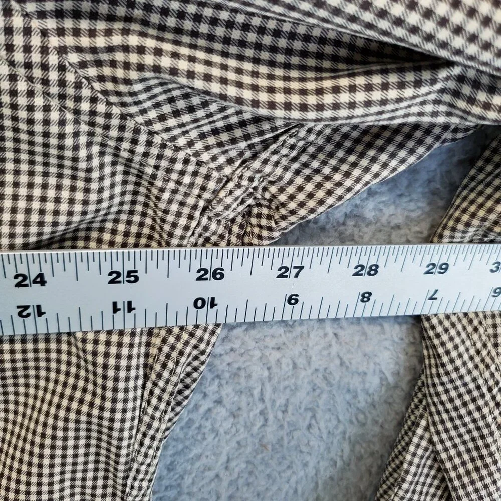 J. Crew Shirt Mens XL Gingham Stretch Button Up Long Sleeve Brown Check‎ Pocket